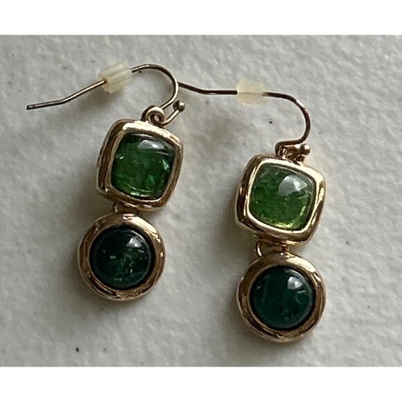 Gold-Tone Green Gemstone Tassel Pendant Necklace & Matching Drop Earrings Set - Picture 5 of 8